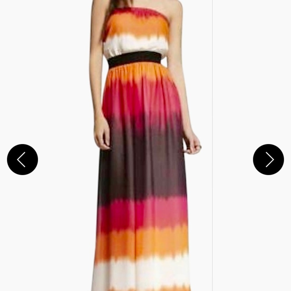 Strapless Tie-dye Chiffon Casual Maxi Dress